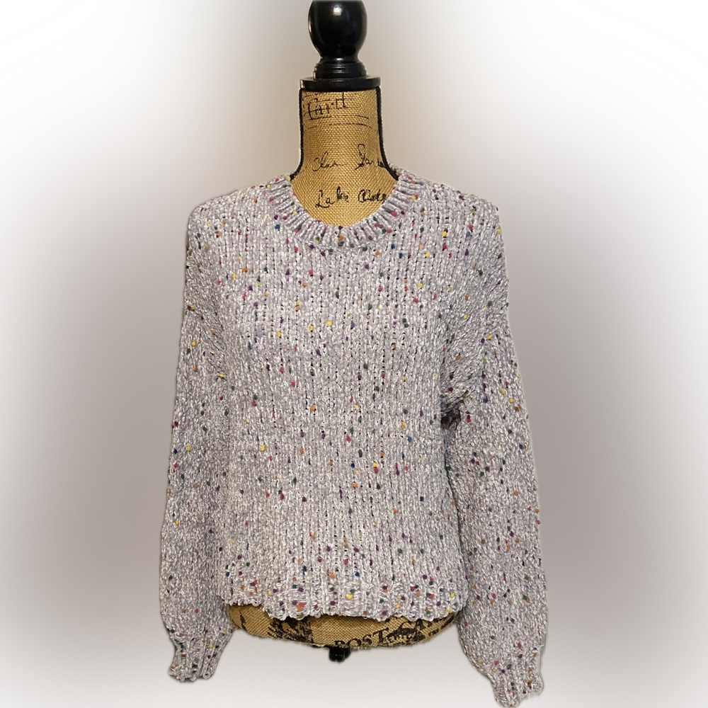 NWT Grey Tweed Chenille  Knit Women's Sweater